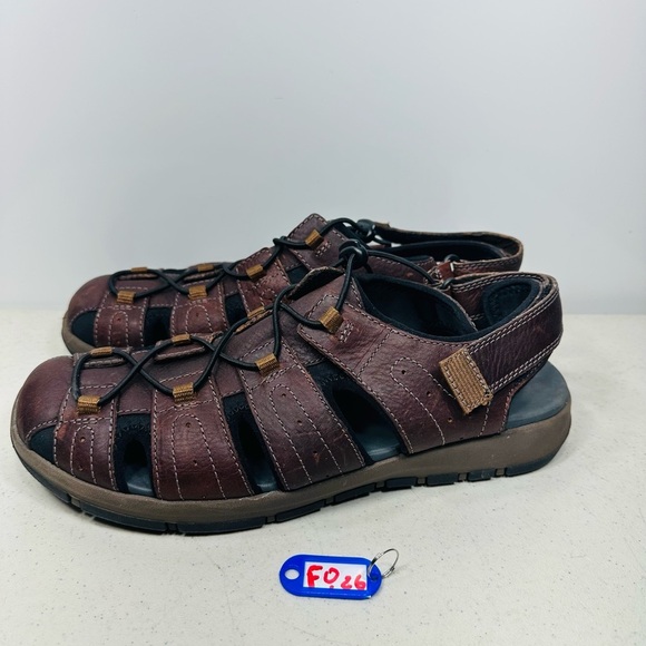 MENS CLARKS BRIXBY COVE BROWN LEATHER STRAP COMFORTABLE FISHERMAN SANDALS 13 main image 5
